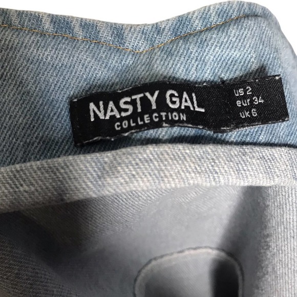 Nasty Gal | Spaghetti Strap Button Down Denim Mini Dress Jean Dress - Picture 9 of 9